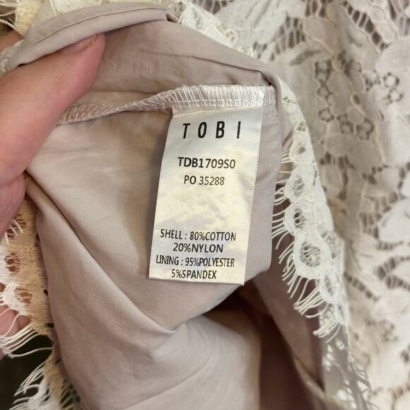 Tobi Mini Floral Lace Dress M White Off Shoulder Bodycon Cocktail Party Prom NWT - Picture 5 of 12